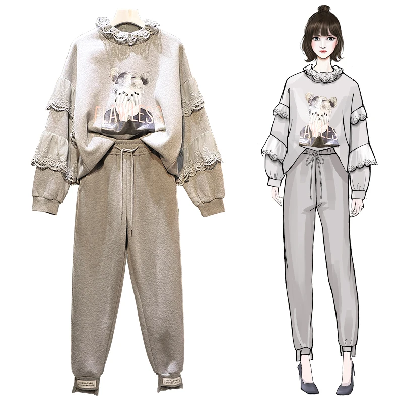 Trytree осенне-зимний женский комплект из двух предметов толстый хлопок