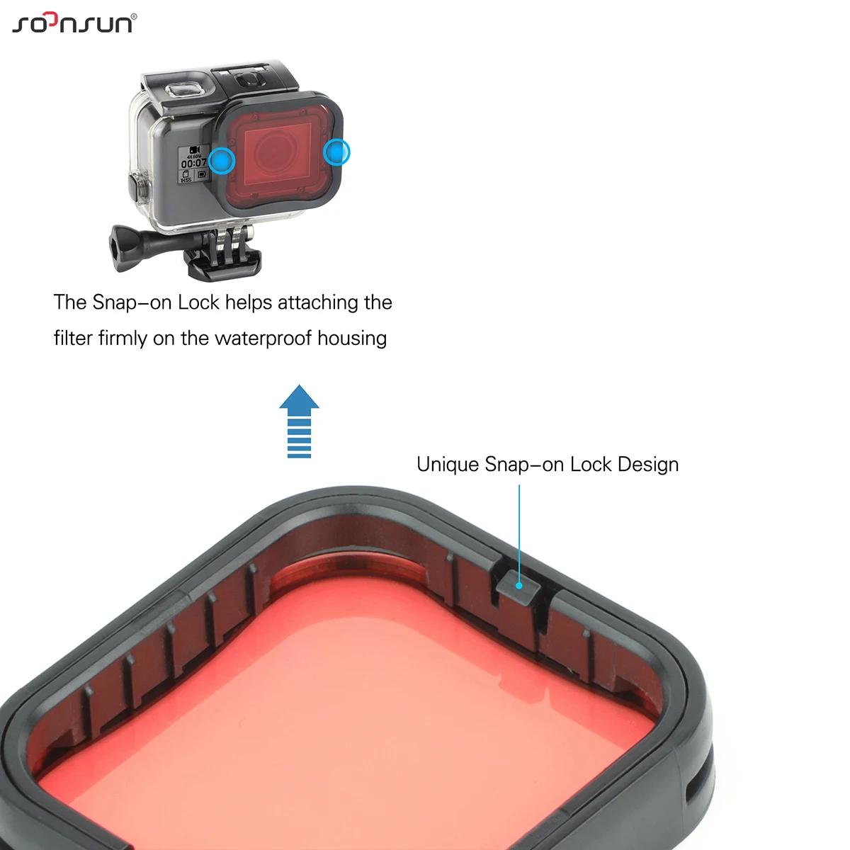 Цветные фильтры SOONSUN для GoPro Hero 7 6 5 черная Лупа Красный Пурпурный Розовый фильтр