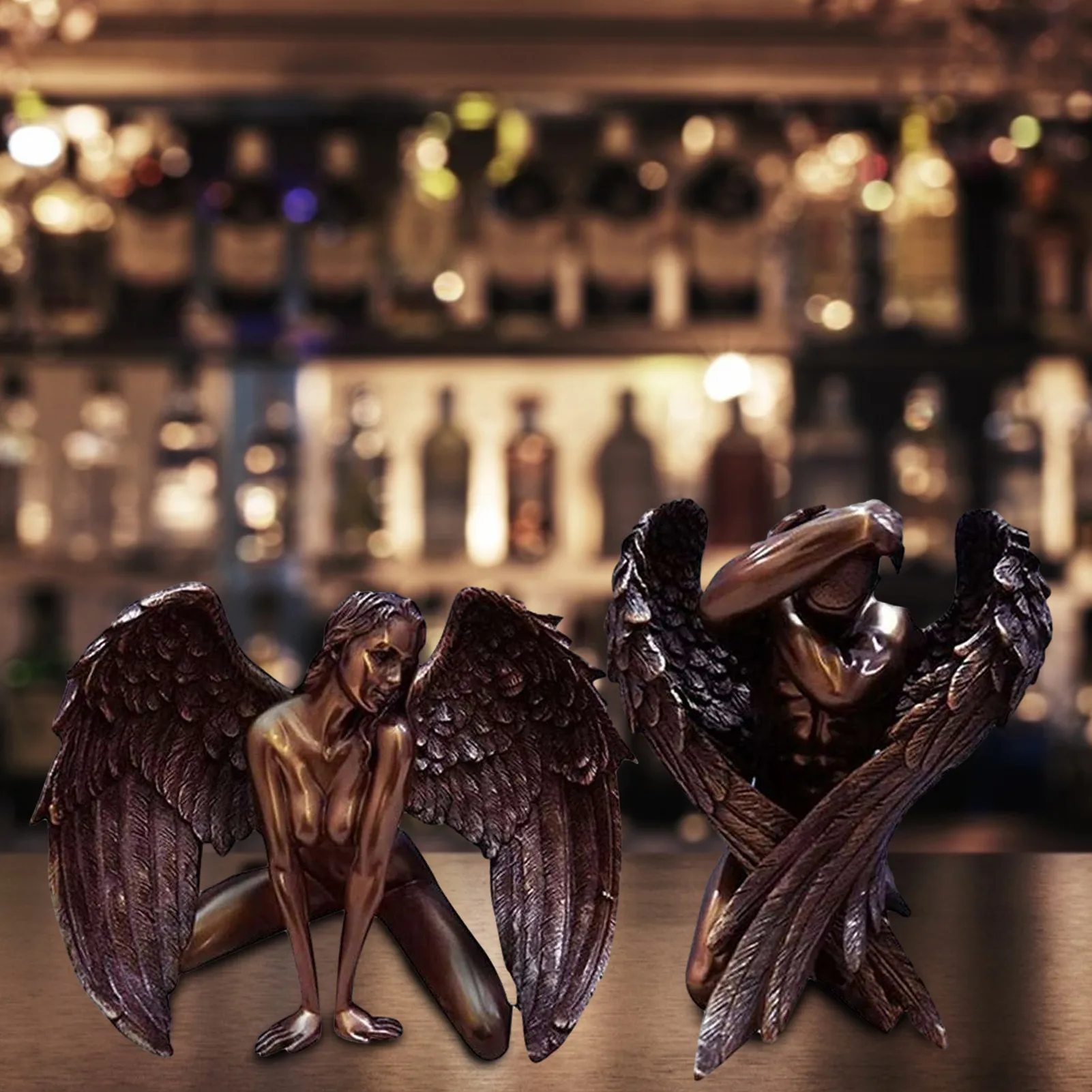 

3D Angel Wings Creative Sculpture Resin Figurine Office Home Decoration Desktop Decor Angel Art Sculpture Garden Statue Top Sale