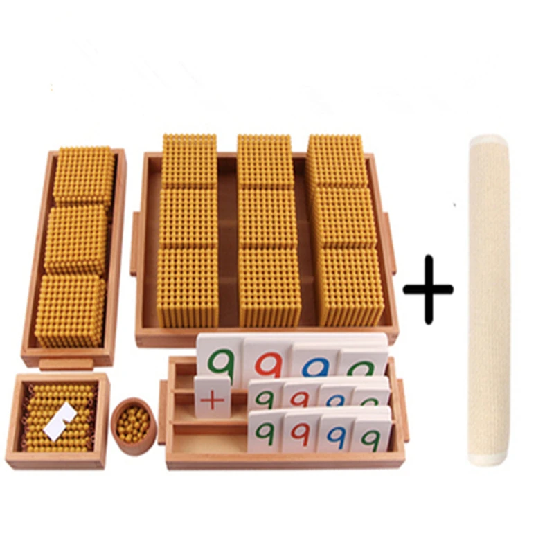 

Montessori Golden Beads Material Set Bank Game W/ Number Cards for Decimal System Practice Kids Math Toys Learning Tool