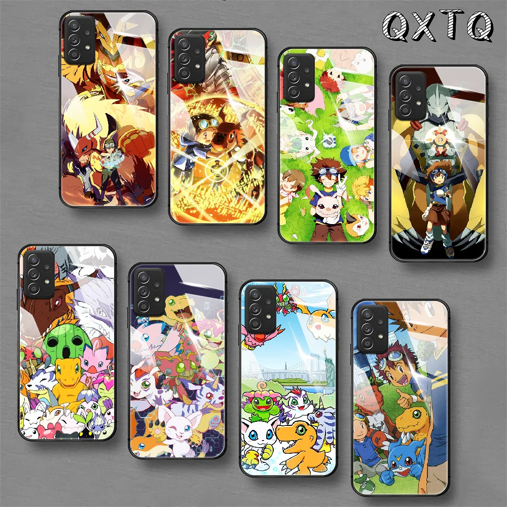 

Digimon Adventure Anime Tempered Glass Phone Case For Samsung Galaxy A 10 20E 21 30 31 50 51 52 70 71 72 S 5G Cover Cell Cover