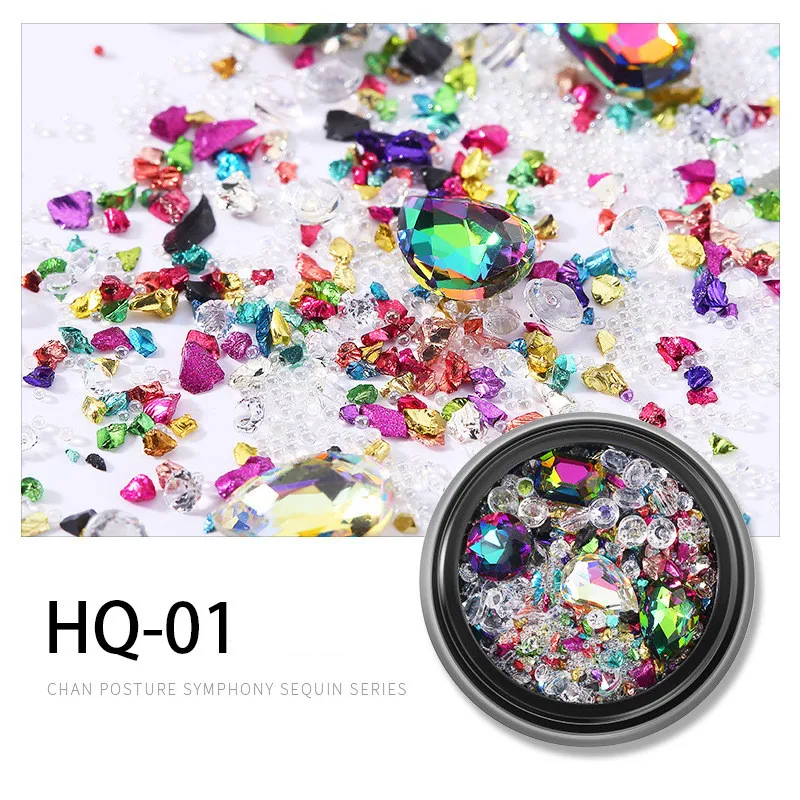 1 коробка Красочные Стразы драгоценные камни для ногтей 3D кристаллы плоские с