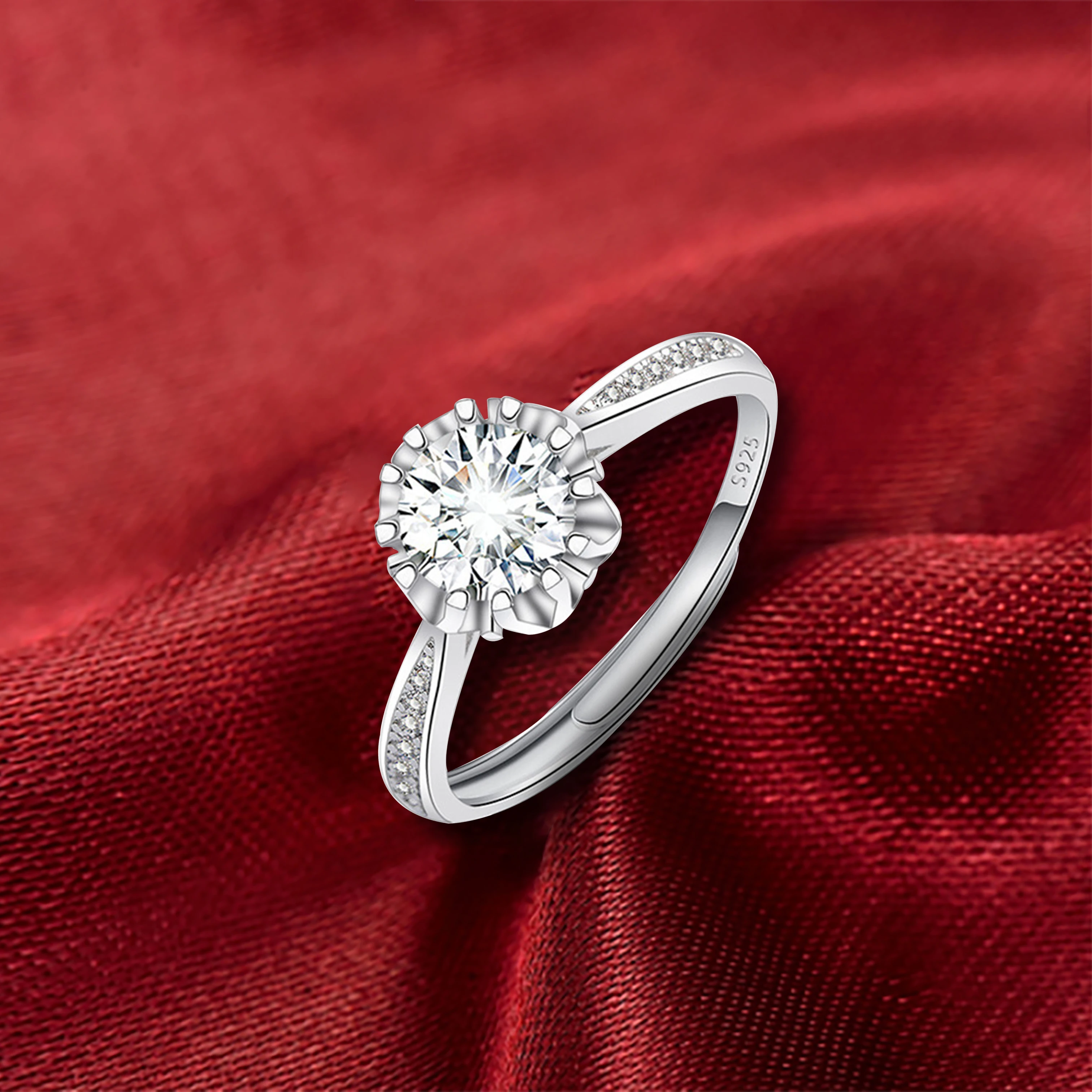 Кольца из белого золота для женщин кольца с круглым кубическим цирконием и