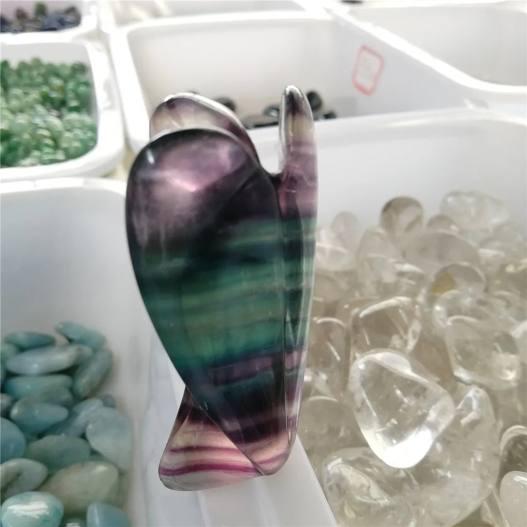 1pc 70mm big angel beautiful natural quartz fluorite stone carving for Natural Crystal Mineral Ornament | Дом и сад