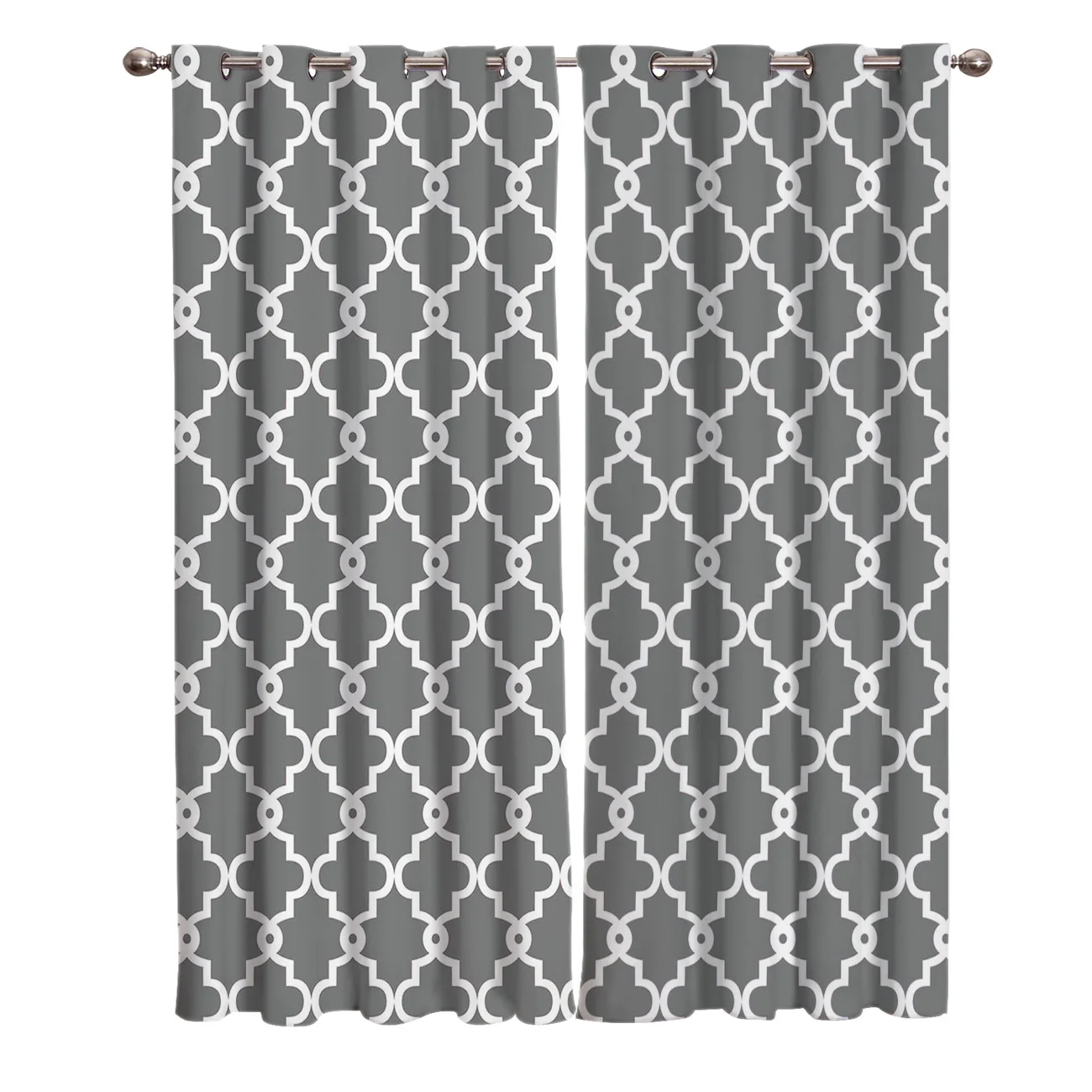 Геометрическая серая и белая сетчатая комнатная занавеска s большие оконные