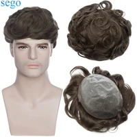 sego 8x10 density 100 thin skin pu 0 08mm men toupee hair system remy human hair indian hair replacement hairpiece 6 colors