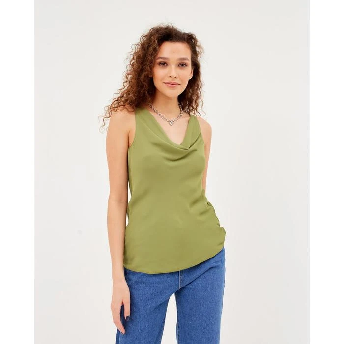 Women's top MINAKU: Silk Pleasure color olive Clothing for women woman quality Tanks Camis Tops Tees s |