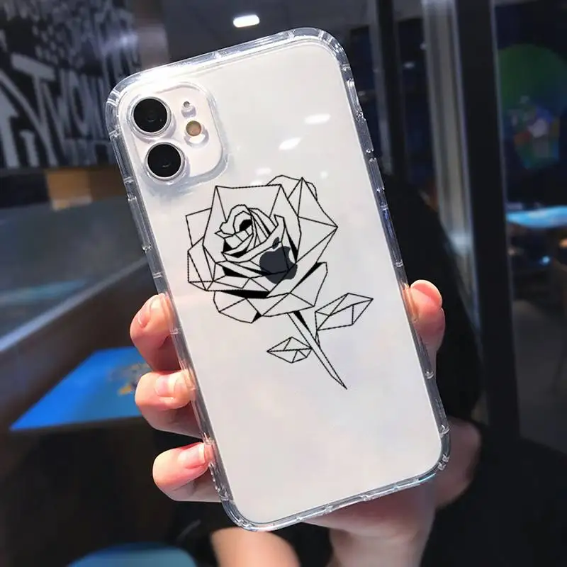 

Flower Abstract Art Line Love yourself Phone Case Transparent for iPhone 6 7 8 11 12 s mini pro X XS XR MAX Plus