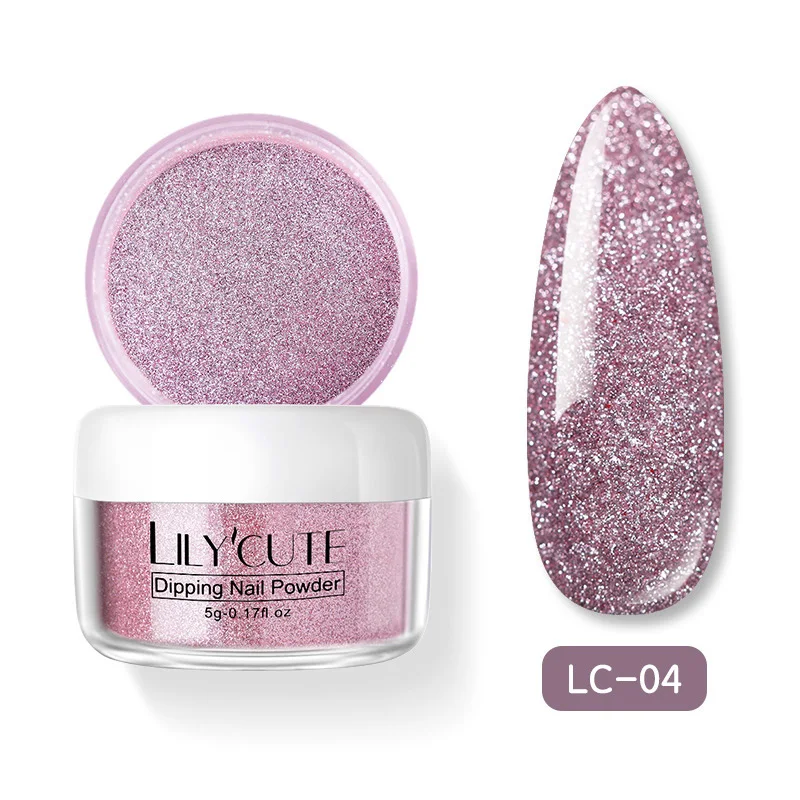Glitter LC-04 LILYCUTE голографическое погружение ногтей Блеск порошок наборы градиентный французский порошок для ногтей цветной натуральный сухой пигмент для ногтей - Цвет: Glitter LC-04