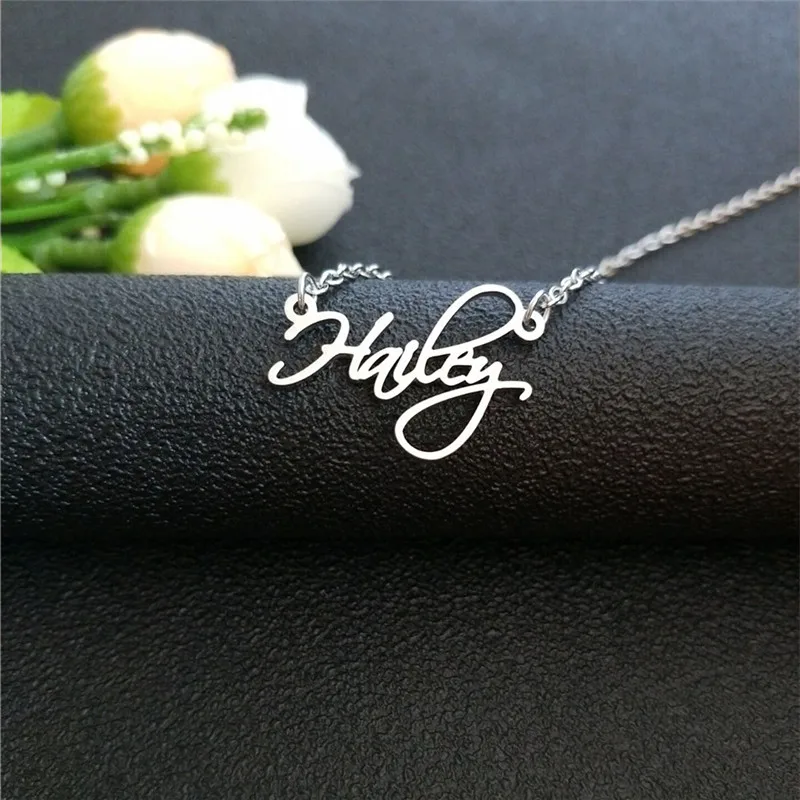 Ожерелье с именем подписи для женщин и мужчин ожерелья-Чокеры на заказ
