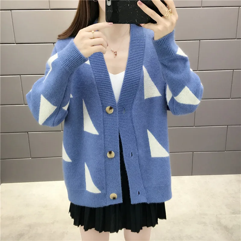 Осенняя Женская куртка новинка v-образный вырез однобортный Кардиган шикарный