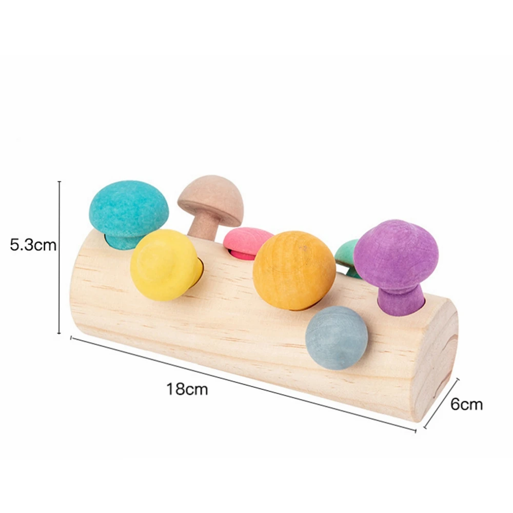 

Wooden Mushroom Picking Game Rainbow Block Montessori Educational Wooden Baby Toys Developmental Shape Matching Assembly Grasp