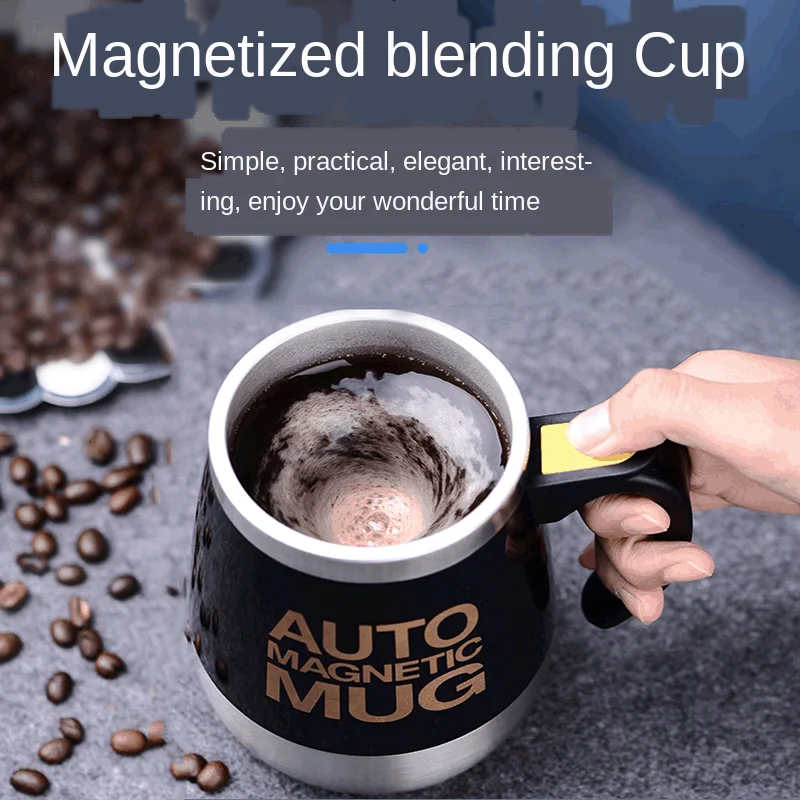 

Lazy automatic mixing cup stainless steel mug electric magnetic rotating coffee cup black technology gift cup