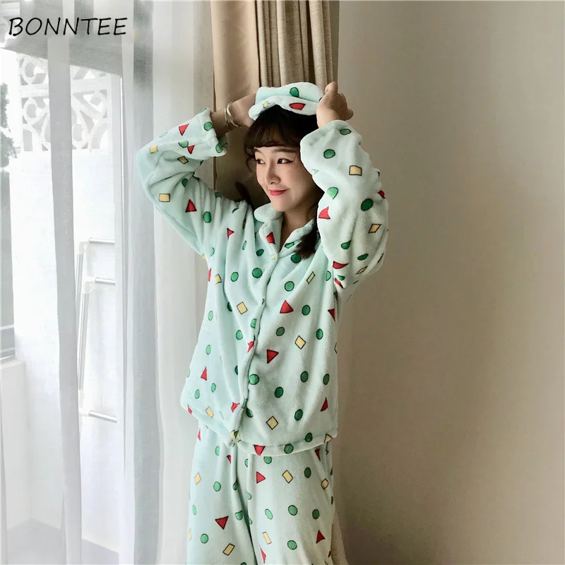 Пижамный комплект Женский новый зимний Повседневный Модный из двух предметов с