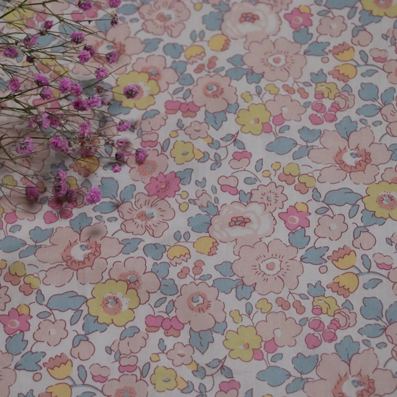 

New Betsy Floral 80S Tissun liberty Cotton Poplin Fabric For Kids Baby Sewing Cloth Dresses Skirt DIY Printed 0.5M Designer