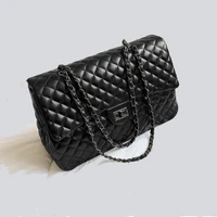 big bag for women 2021 large capacity pu leather handbag purse black quilted shoulder crossbody bag chain flap travel satchel
