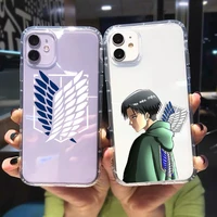 hot anime attack on titan phone case transparent for iphone 11 12 13 mini pro xs max 8 7 6 s plus x se xr shockproof cover coque