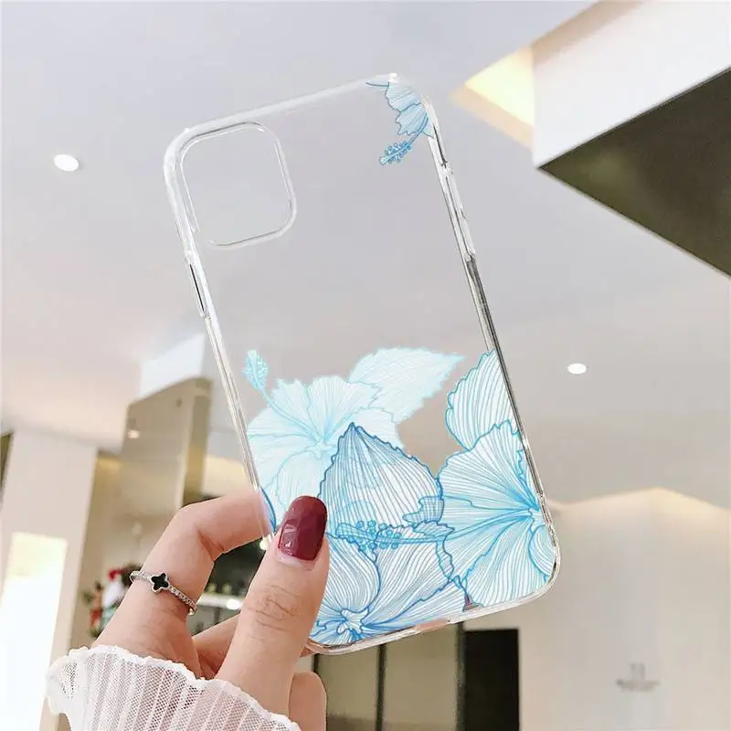 

Watercolor flowers gold leaves Phone Case Transparent for iPhone 11 12 mini pro XS MAX 8 7 6 6S Plus X 5S SE 2020 XR