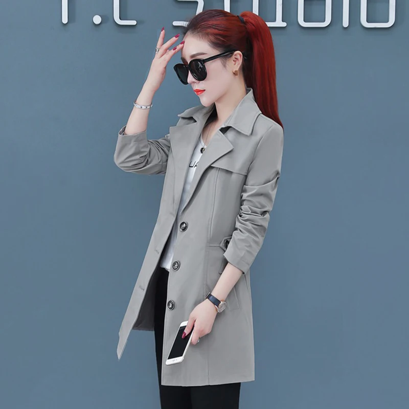 

Ветровка женская средней длины на весну и осень, новинка 2020, женский топ с поясом, тренчкот, верхняя одежда