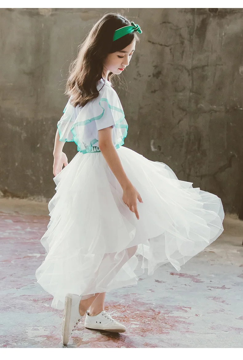 2018 новые летние комплекты одежды для девочек одежда маленьких 6 8 10 12 14 лет белые