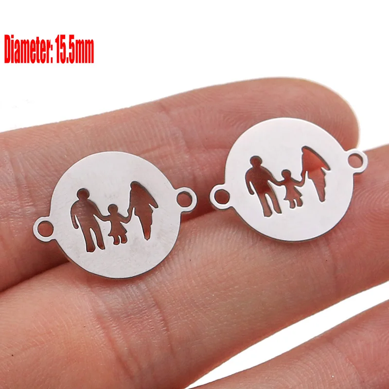 5pcs Family Chain Stainless Steel Pendant Necklace Parents and Children Necklaces Gold/steel Jewelry Gift for Mom Dad New Twice - Цвет: Steel 44