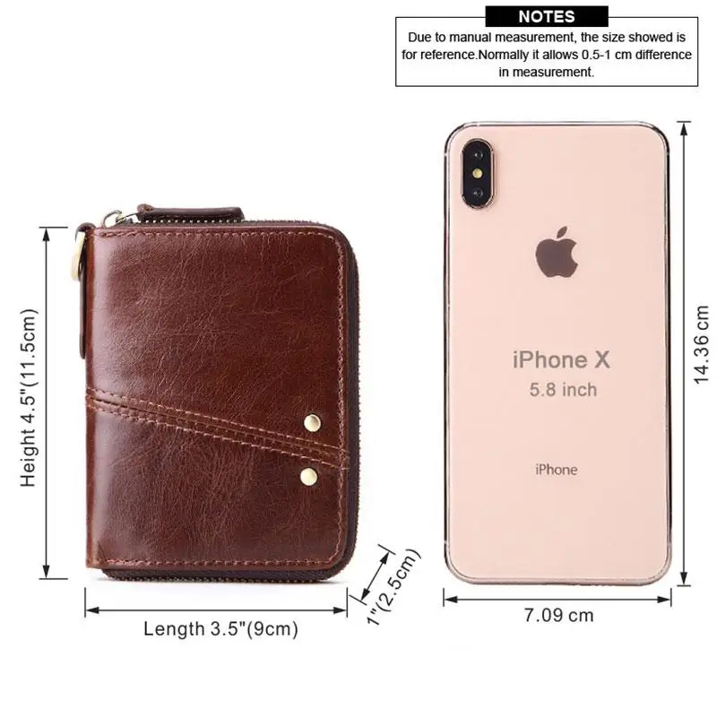 

New RFID Protect Men Leather Wallet Genuine Leather Coin Purse Man Small Coin Purse Wallets for Male Short Purse with Key ring