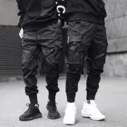 Брюки-карго мужские хлопковые в стиле хип-хоп, черные