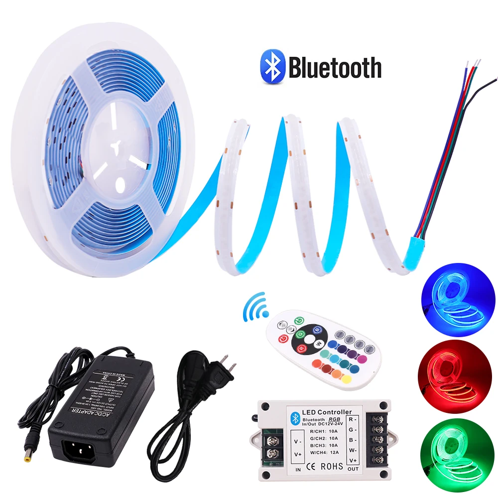 Светодиодная лента 5 м RGB COB 12 в 24 В 840 светодиодов/м гибкая FOB 10 мм красочная 30 А