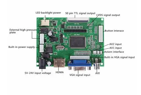 

AT070TN90/92/94 7inch VGA 50pin LCD Driver Board LCD TTL LVDS Controller Board