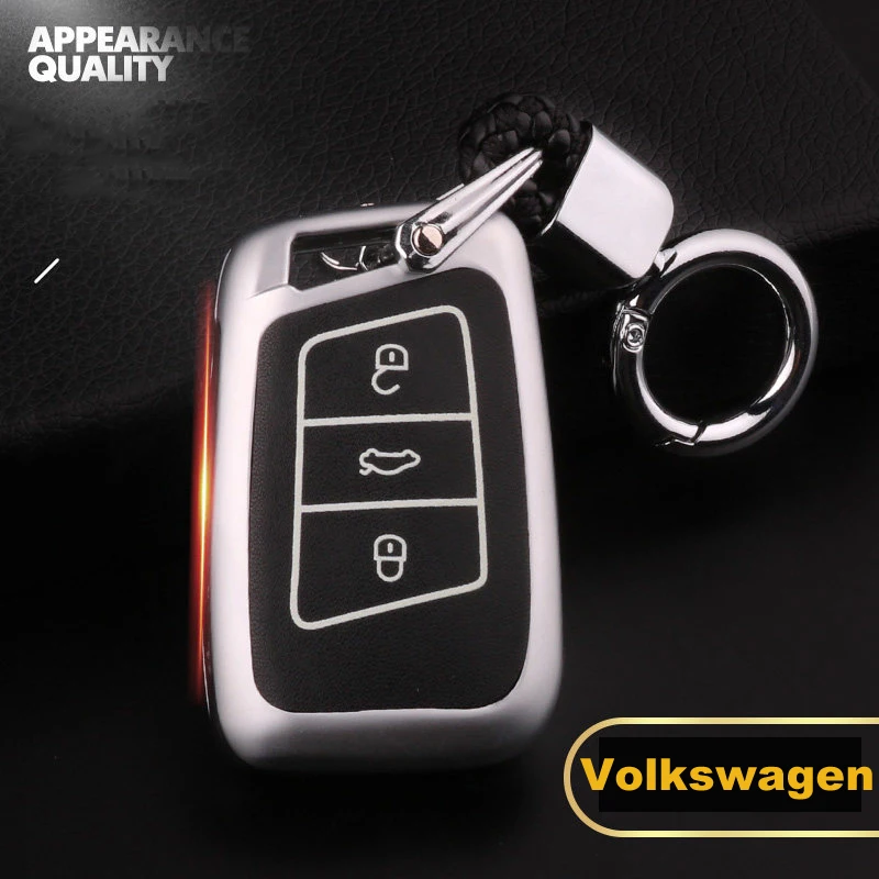 Светящийся кожаный чехол для автомобильного ключа Volkswagen VW Tiguan 2018 Magotan Passat B8 Touran