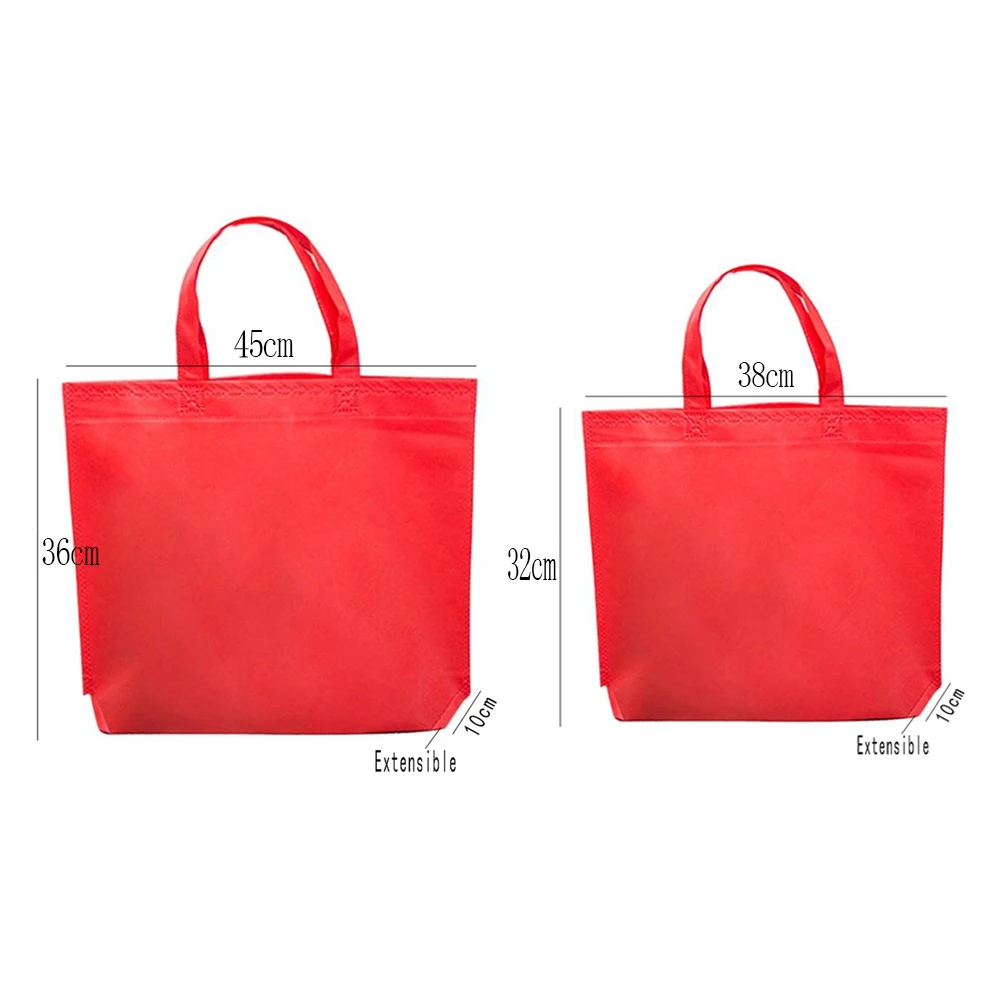 32*38/36*45cm Reusable Shopping Bag Large Capacity Solid Color Women Shoulder Tote Non-woven Environmental Shopping Handbag images - 6