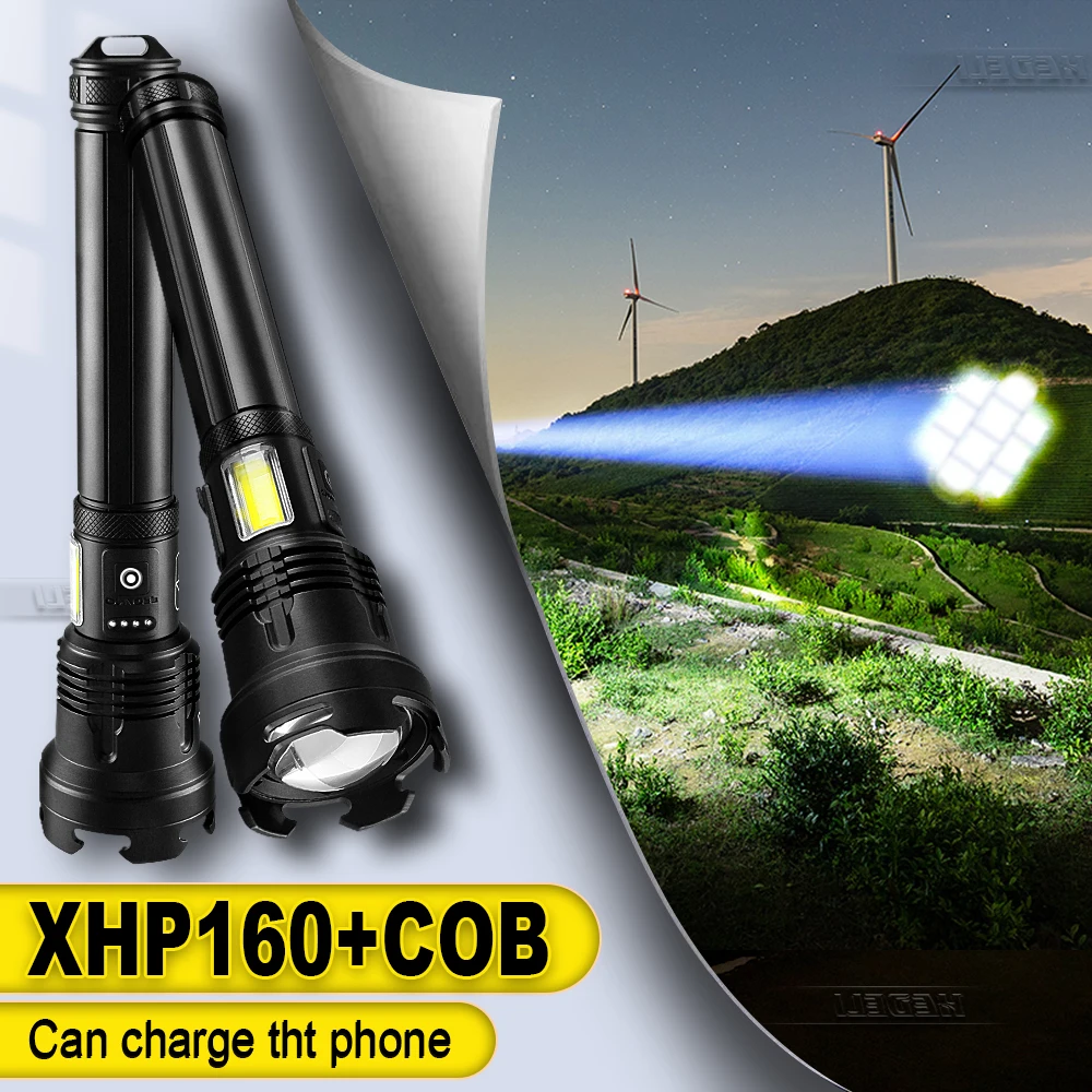

Новый 600000LM XHP160 мощный светодиодный фонарик 18650 или 26650 USB перезаряжаемый тактический фонарь с зумом XHP50 мини-фонарь для кемпинга