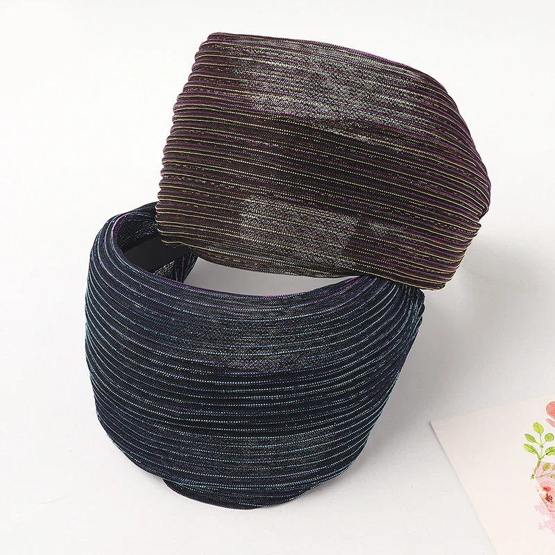 Модные блестящие женские широкие повязки на голову Стрейчевые заколки кружевные