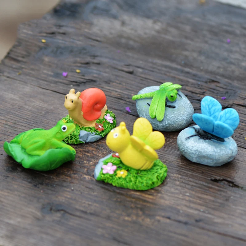 2 шт. миниатюры в виде животных бабочки лягушки улитки|Статуэтки и миниатюры| |