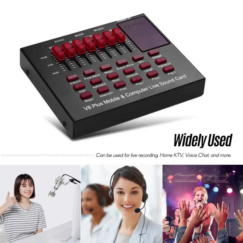 V8 Plus многофункциональная USB Внешняя сеть K Song Live Bluetooth Звуковая карта