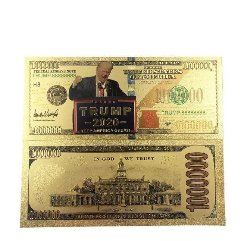 3 1 шт. античное покрытие реалистичный Дональд Трамп и первая леди античный 24K позолоченные долларов украшения банкноты высокого качества - Цвет: 3