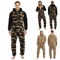 men warm hooded onesie with zipper home sleep loungewear adult sleepwear one piece pyjamas male jumpsuits onesies for adult men