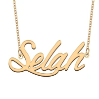 selah name necklace for women stainless steel jewelry gold plated nameplate pendant femme mother girlfriend gift