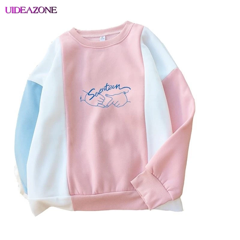 Пастельные толстовки контрастного цвета для девочек подростков с круглым