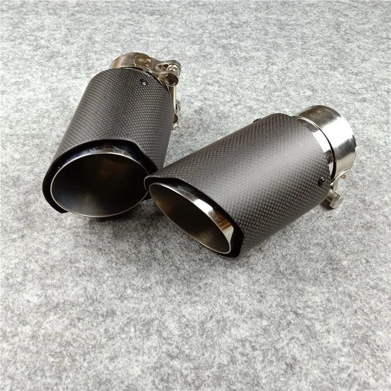 One Piece Universal Matte Carbon Fiber Exhaust Tips 304 Stainless Steel For Akrapovic Exhaust Muffler Nozzles Exhaust Pipes