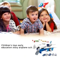 2020 music story simulation track inertia childrens toy aircraft large size passenger plane kids airliner toy car free gift map