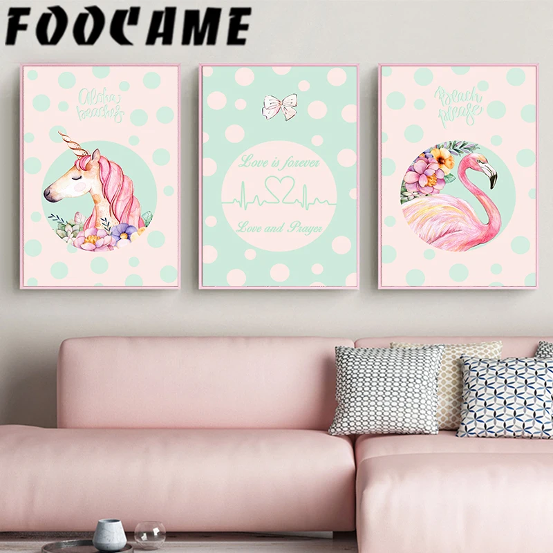Картина с единорогом фламинго картусом цветами акварелью постеры и принты в