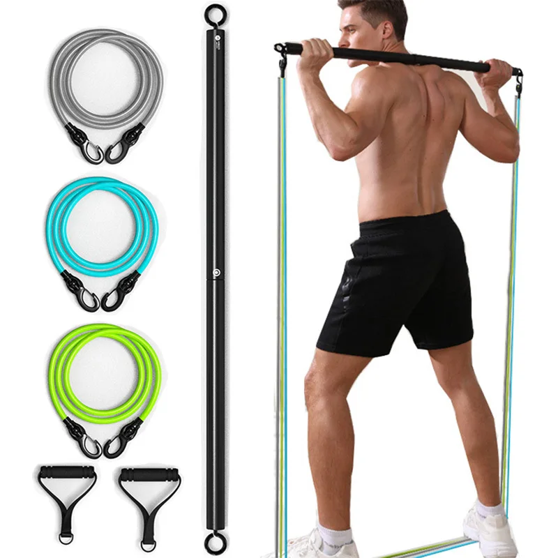 

Pilates Bar Kit Resistance Bands Portable Fitness Stick Crossfit Bodybuilding Yoga Elastic Exercise Workout Gymnastics Equipment