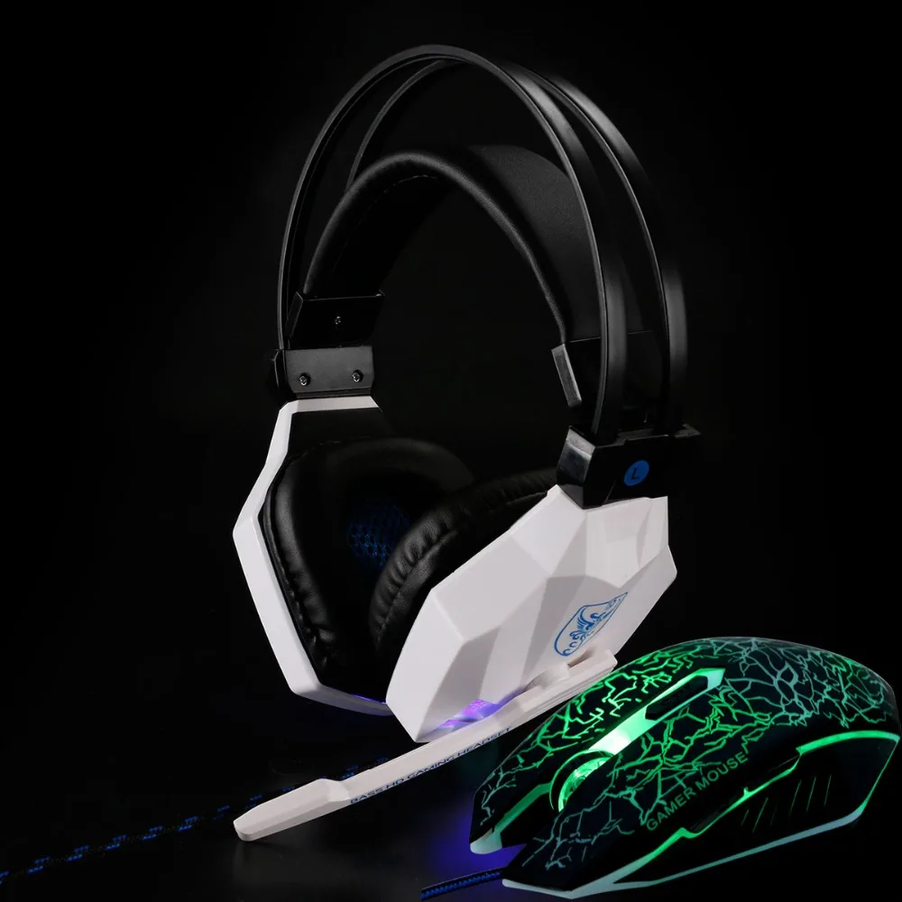Led 3,5 мм наушники игровая гарнитура с микрофоном для геймеров ПК PS4 игры Стерео Игровые наушники с микрофоном для компьютера