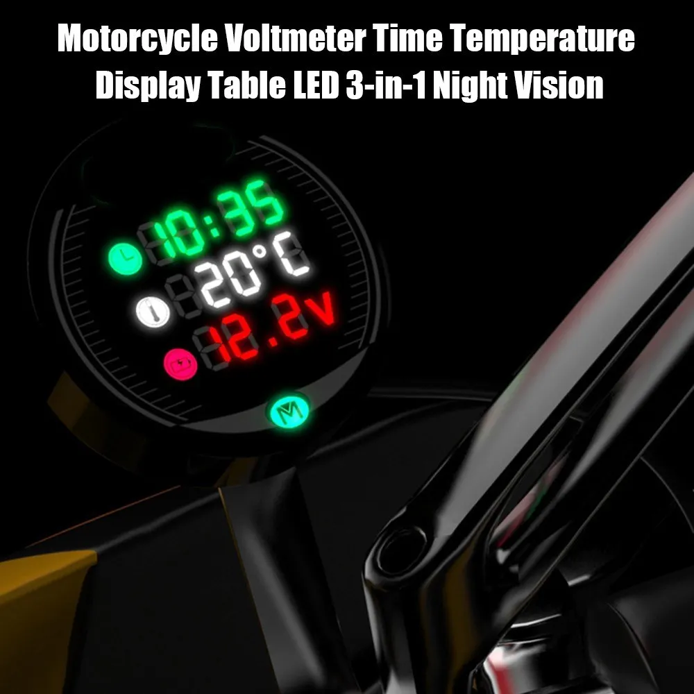 

Waterproof Night Vision Motorcycle Voltmeter Volt Gauge Display Table LED Motor Temperature Gauge Water Temp Gauge