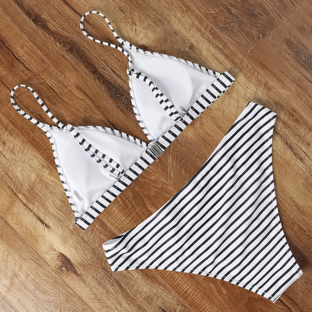 Сексуальный пуш ап бикини 2020 полосатый набор Холтер бандажный купальник женский