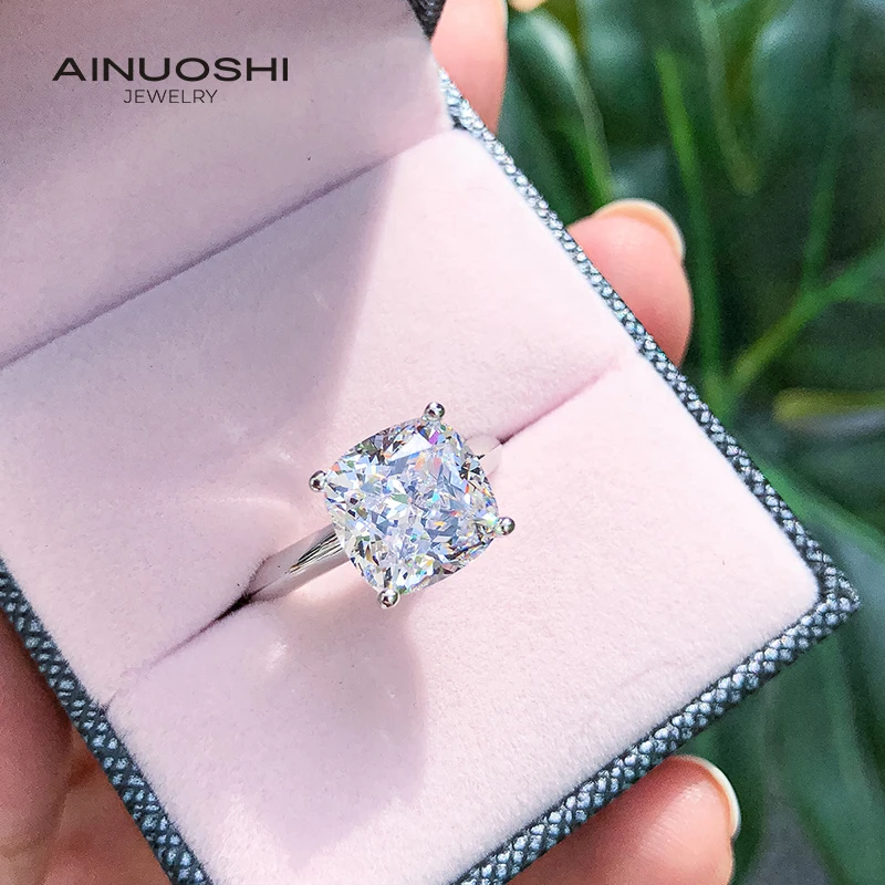 

AINUOSHI 925 пробы серебро Косынка 9 мм Сона алмаз Обручение кольца для Для женщин Юбилей любовные кольца