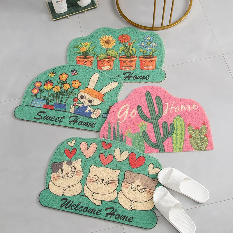 

Dust Removal Carpet Doormat Wire Loop Footpad Lovely Plant Cactus Mat in the Hallway Kitchen Bathroom Non-slip Entrance Mat Rug