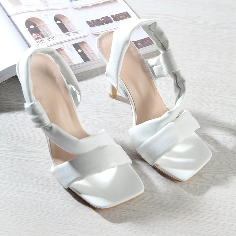 

2021 Women's Fashion Leather Summer High Heels Sandals Ladies Leisure Elegant Comfortable Shoes Female Rubber Sole Chaussure