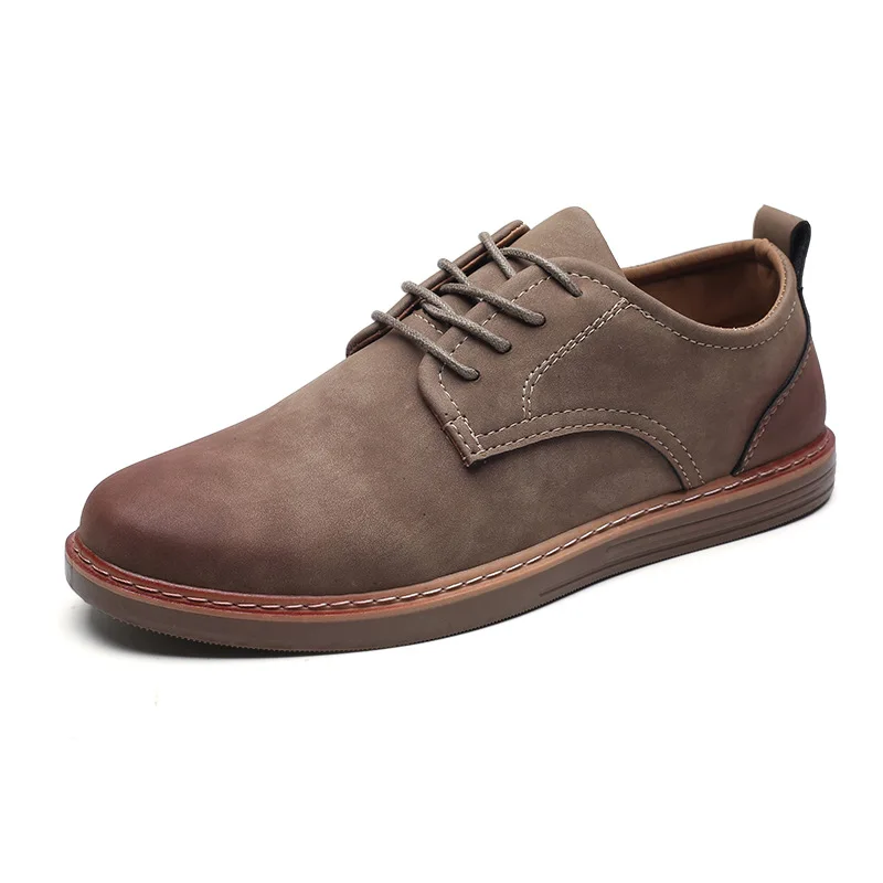 

Leather Designer Vintage Sneakers Men British Style Low Top Casual Flat Shoes Lace Up wild casual tide shoes